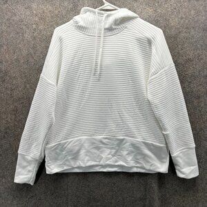 Nike Hoodie Womens Small White Dri Fit Pullover Ribbed Athletic Sweatshirt